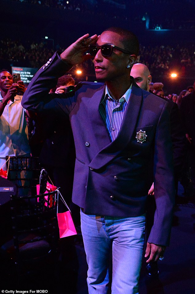 Pharrell Williams took to the stage to pick up his Global Songwriter Award