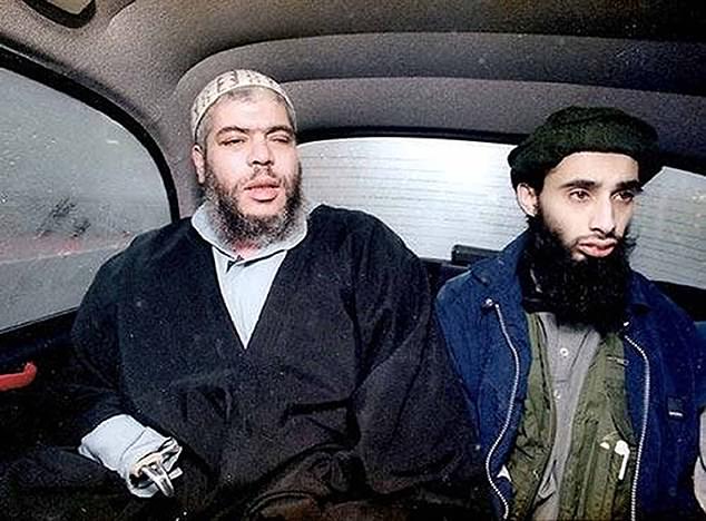 Pictured: Infamous hate preacher Abu Hamza al-Masri (left) riding in a car with former Broadmoor inmate Haroon Rashid Aswat in 1999