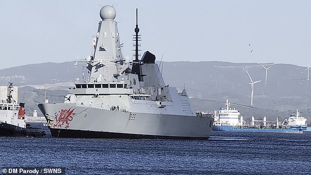 The destroyer HMS Dragon (pictured in March) was due to lead a Nato mission in the North Atlantic before it was redeployed to Cyprus earlier this month in the wake of the Iran conflict