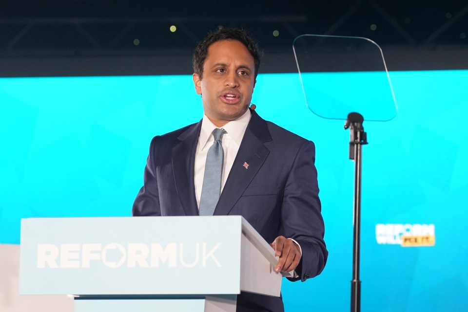 Zia Yusuf speaking at a Reform UK rally.