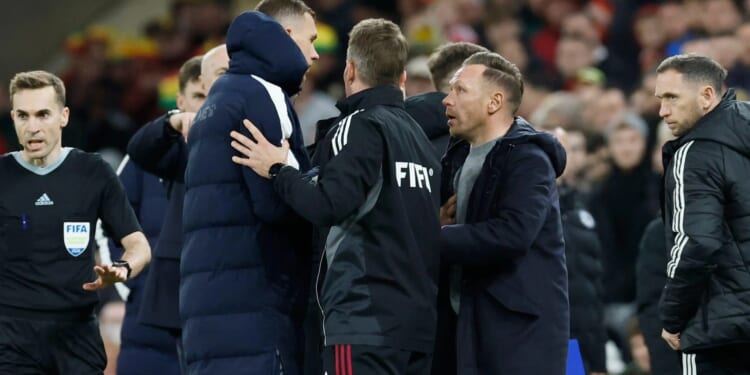 Craig Bellamy has heated row with man who replaced him at Man City during Wales' gut-wrenching play-off defeat