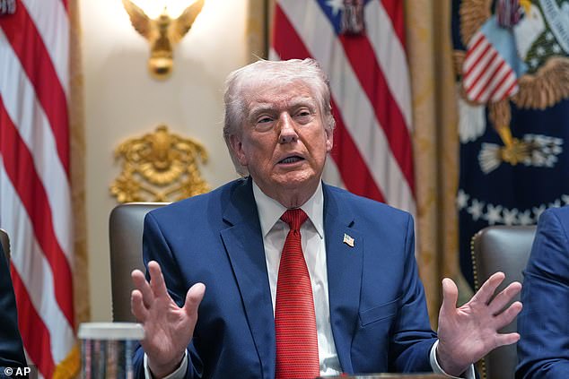 President Donald Trump speaks during a Cabinet meeting at the White House, Thursday, March 26
