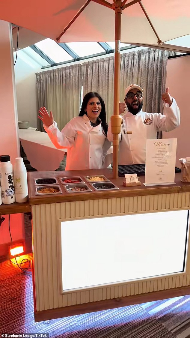 There was a stand where guests could build their own frozen yoghurt pot