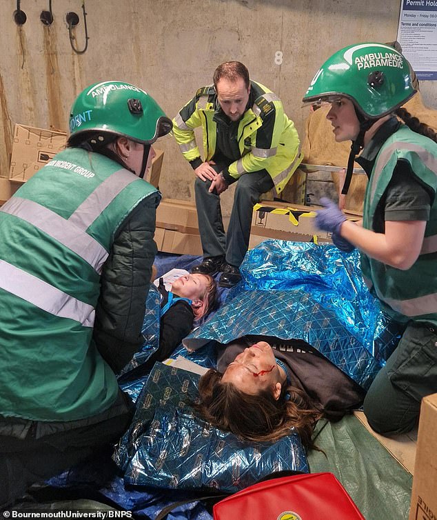 The major incident exercise, which involved paramedic, nursing and mental health nursing students, took place in an underground car park in Bournemouth