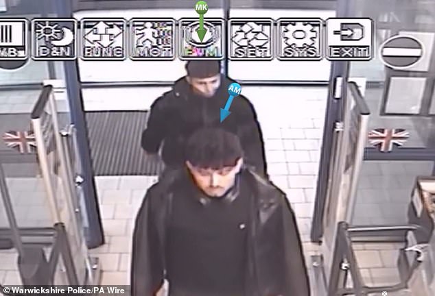 A screen grab taken from CCTV of Ahmad Mulakhil (front) and Mohammad Kabir (back), seen in a supermarket a day after the alleged rape of a 12-year-old girl in Nuneaton