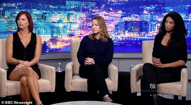 Speaking on BBC Newsnight with other victims she said: 'She went to his Upper East Side house and former Prince Andrew was there and he forced her to go into a room and to have sex with this man'