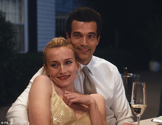 The nine-part drama follows John F. Kennedy Jr. (Paul Anthony Kelly) and Carolyn Bessette's (Sarah Pidgeon) relationship (pictured in the show)