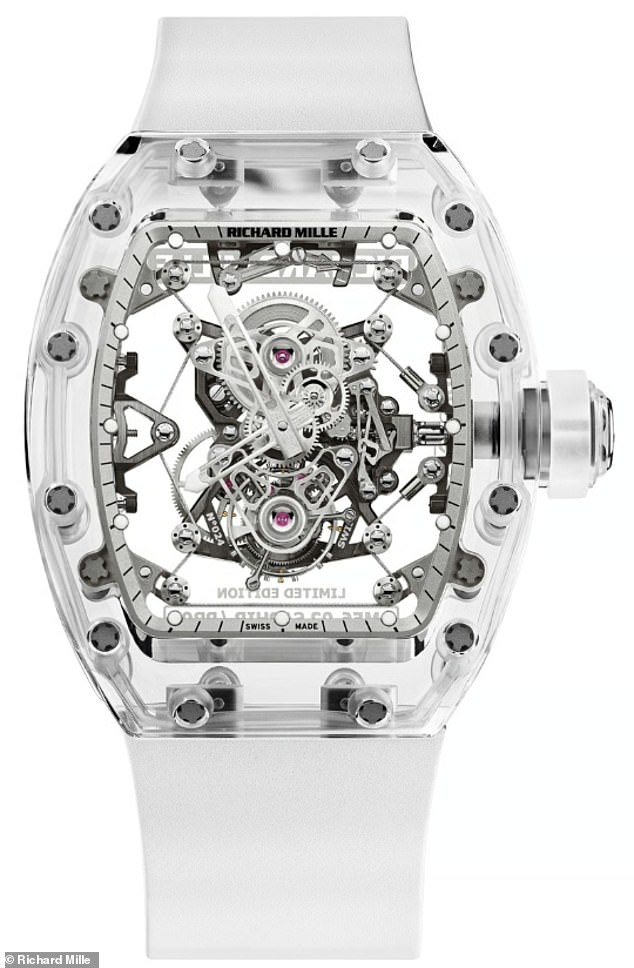 Richard Mille watches (pictured, file photo) are some of the rarest in the world. Botezatu's may have been part of the Sapphire Series which are carved from blocks of sapphire crystal