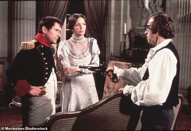 He is pictured playing Napoleon Bonaparte in the 1975 movie Love and Death, written and directed by Woody Allen (right) who starred opposite Diane Keaton (center)