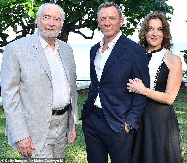 Michael G Wilson (left), Daniel Craig (middle) and Barbara Broccoli (right) are all saying goodbye to the franchise - they are seen here together in Montego Bay, Jamaica, in April 2019