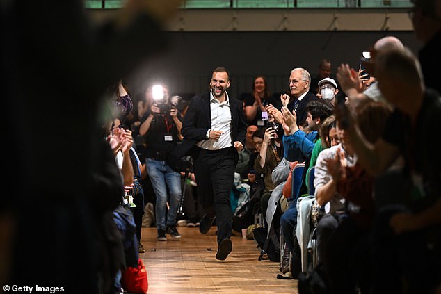Mr Polanski, pictured, running into Green Party Conference in Bournemouth to deliver his speech has constantly said he is ‘proud of my Jewish heritage’