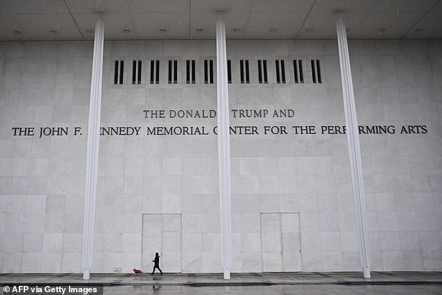 Trump, who rose to fame as a property tycoon with his name plastered across his own skyscrapers, made similar teasing comments before renaming Washington's Kennedy arts center the 'Trump-Kennedy Center'