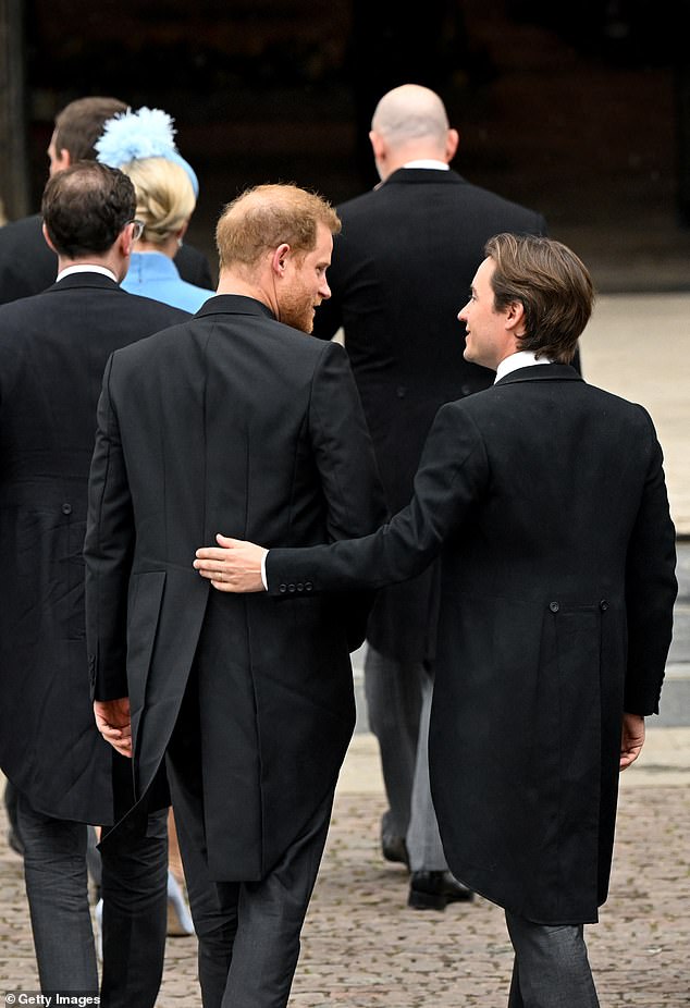 A royal source said it is most likely the couple would relocate to the United States - following in the footsteps of Beatrice’s cousin Prince Harry, who lives in Montecito with his wife, Meghan Markle. The Duke of Sussex is seen here with Edo as they attended King Charles's coronation on May 6, 2023