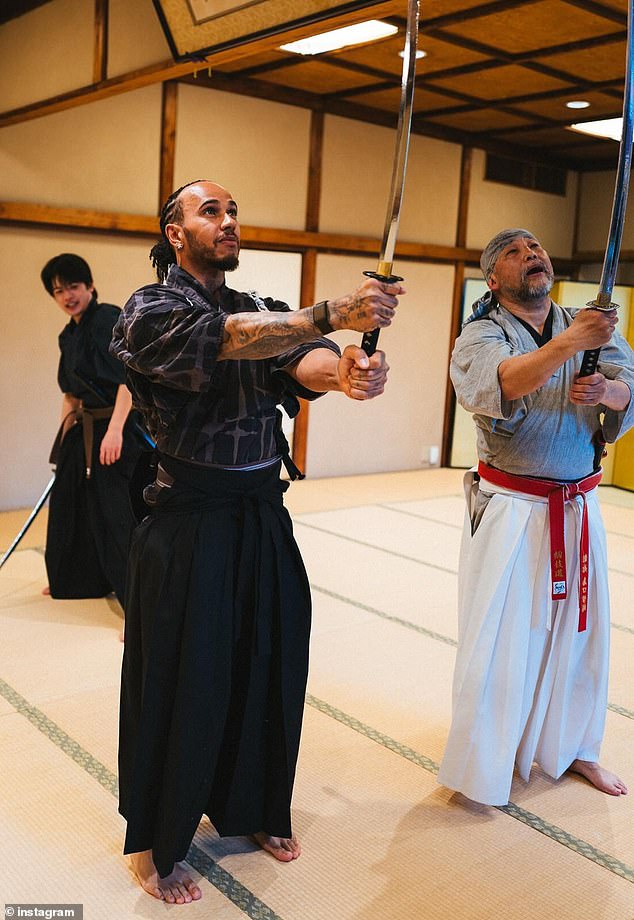 Hamilton separately shared photos to his own Instagram account as he also took a private lesson from Shimaguchi