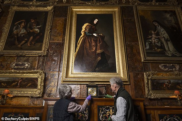 The volunteers have also set a small 'repeater' clock, whose cord is pulled to make it strike the previous hour. It dates back to 1688 and was made by 17th-century clockmaker Francis Raynsford