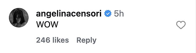 Censori's younger sister Angelina complimented the video by simply saying, 'WOW'