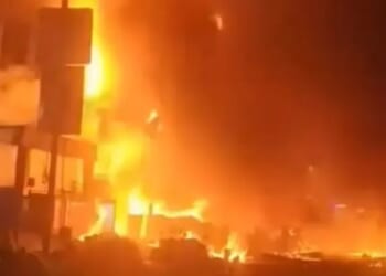 Dramatic moment flames tear through high-rise building in China leaving one dead and 25 injured