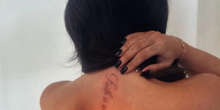 Love Island's Belle Hassan strips topless to show off new tattoo after going official with Harrison