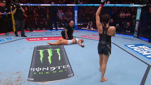 After a brief celebration, Grasso appeared to realize that her opponent wasn't moving