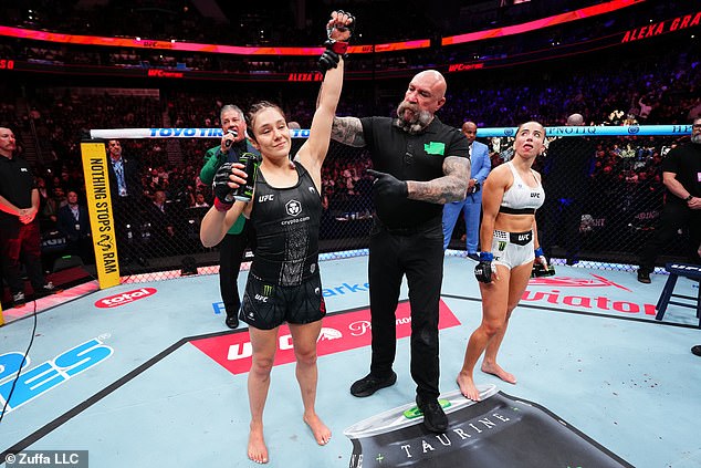 Incredibly, the American was able to get back to her feet as Grasso was presented as victor