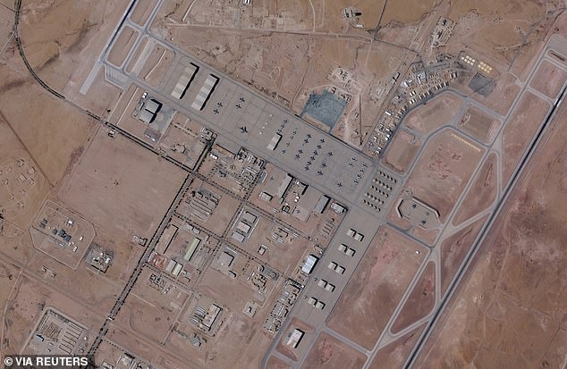 A satellite image shows planes at Prince Sultan Air Base in Saudi Arabia, where the strike occurred