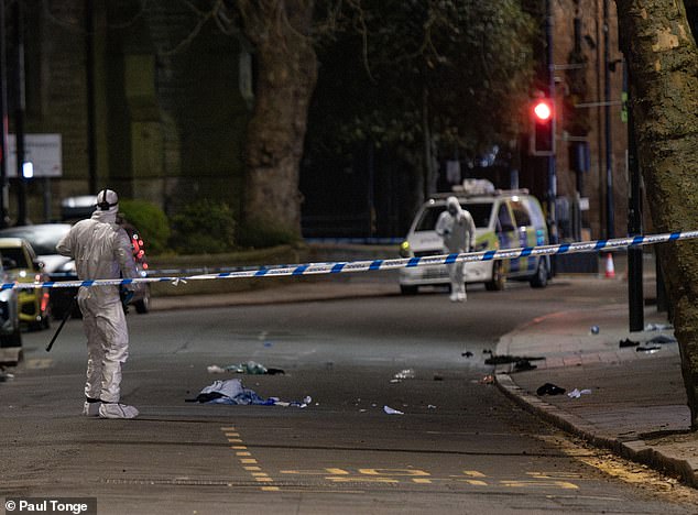 Paramedics in the area last night after a car ploughed into a group of people in Derby