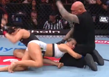 Terrifying moment UFC star Maycee Barber is saved by medics after being knocked out cold then choked by opponent