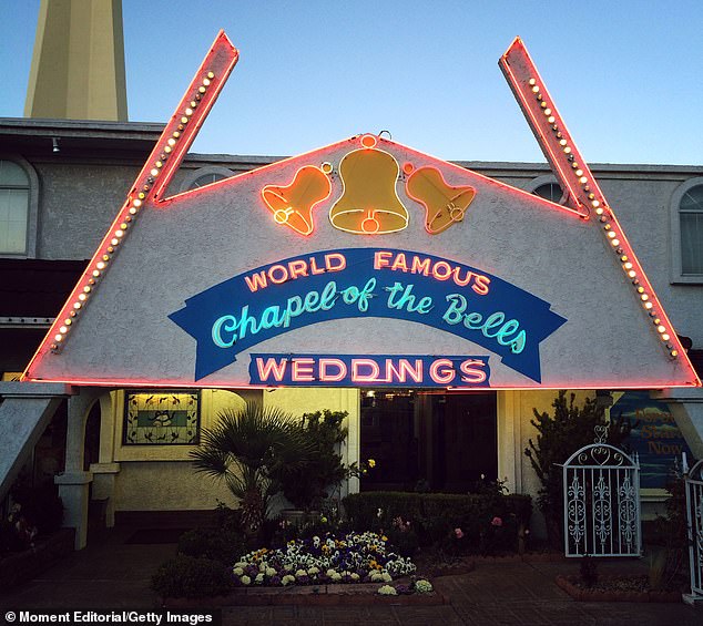 Against the backdrop of Elvis impersonators and glittering casinos, Banksy and his wife said 'I do' in the 'world famous' Chapel of the Bells, according to their wedding certificate