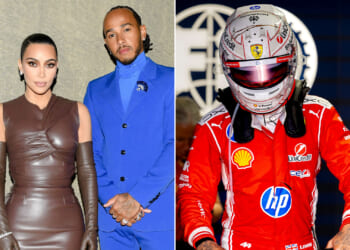 Kim Kardashian misses Lewis Hamilton's race in Japanese GP as Brit F1 icon shares hug with another A-lister instead