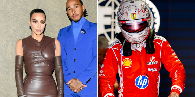 Kim Kardashian misses Lewis Hamilton's race in Japanese GP as Brit F1 icon shares hug with another A-lister instead