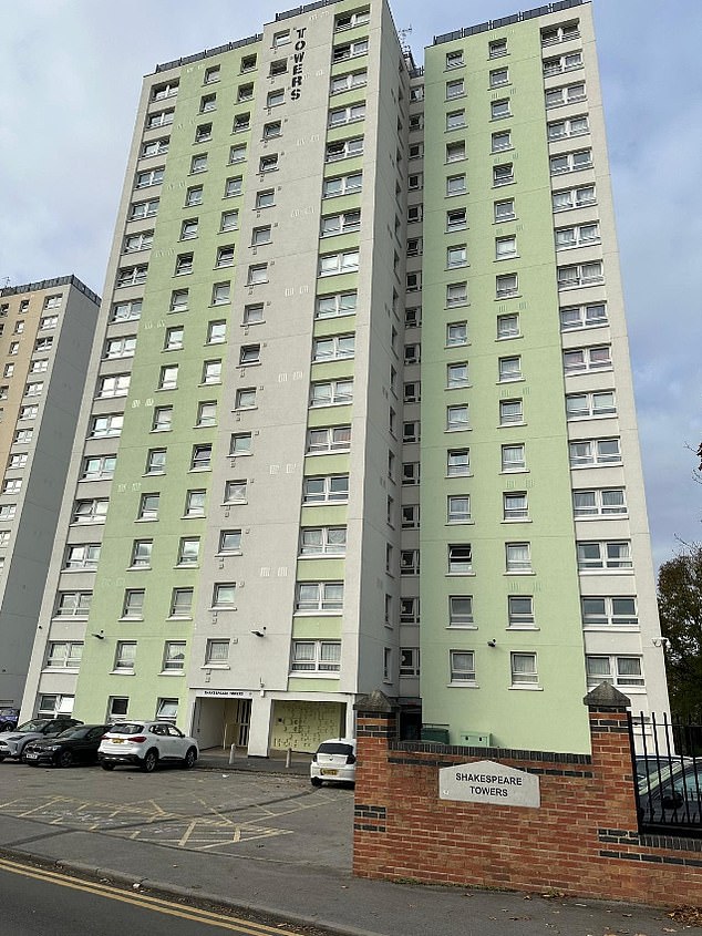 A large number of floral tributes were left at the tower block after mother-of-five Ms Atkinson's death