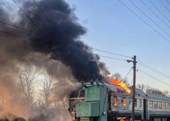 Ukrainians forced to flee trains from deadly Russian drones after Putin hit maternity hospital in night of 'pure terror'