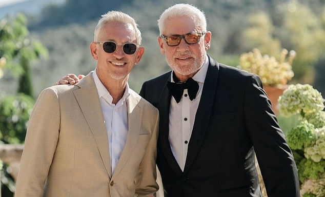 A photograph from the big day shows Wayne wearing a broad smile, his arm wrapped around Gary