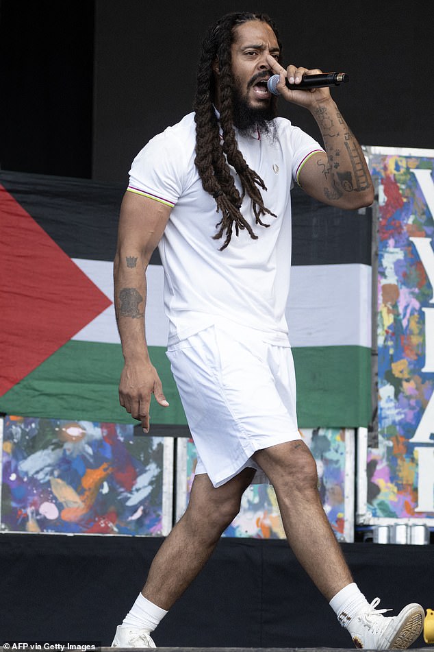 Controversial punk singer Bobby Vylan performing at Glastobury in June 2025. The BBC were heavily criticised for live streaming his set, which included chants against the Israeli Defence Forces