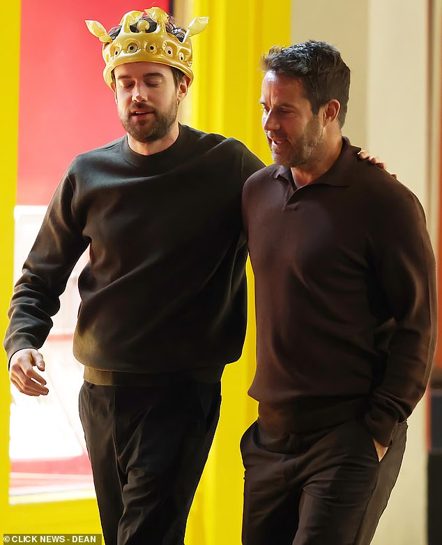 The comedian and actor, who is to marry model Roxy Horner in a few weeks, kicked off Saturday’s festivities wearing a golden crown during a six-hour pub crawl through Soho - accompanied by former footballer Jamie Redknapp