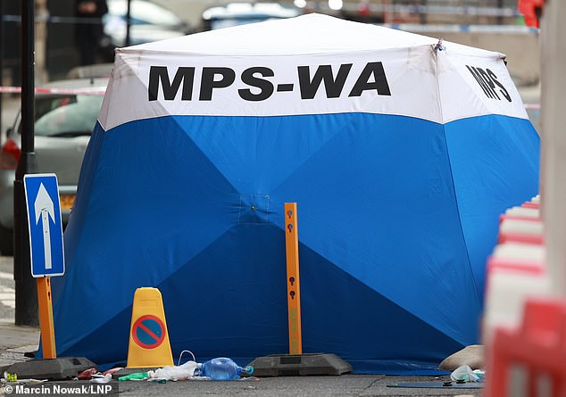 Police provided first aid before the victim was taken by the London Ambulance Service to a nearby hospital, where he was pronounced dead
