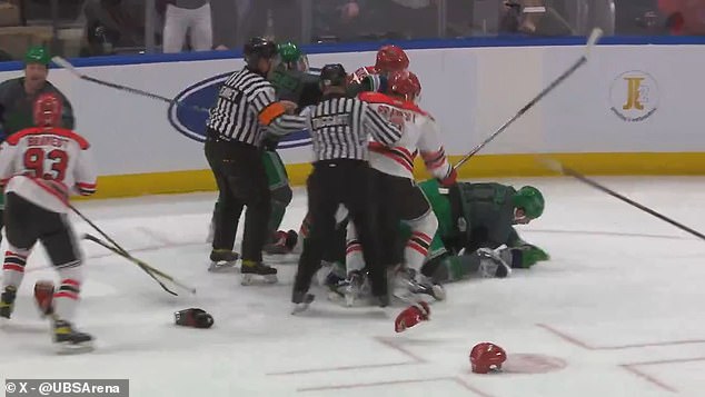 Referees tried - and failed - to calm down the aggression during the annual charity game