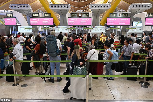 Adolfo Suarez Madrid-Barajas Airport during a strike by French air controllers in July 2025