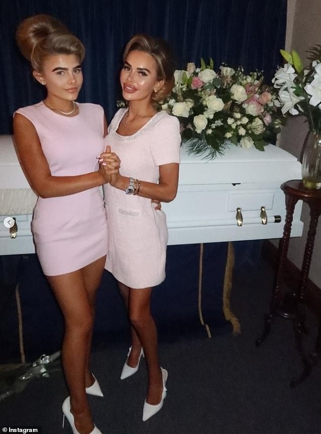 She had previously posted pictures with her other daughter standing in front of Princess's coffin