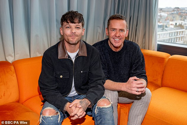 Mills with Louis Tomlinson after he appeared on his BBC Radio 2 Breakfast Show