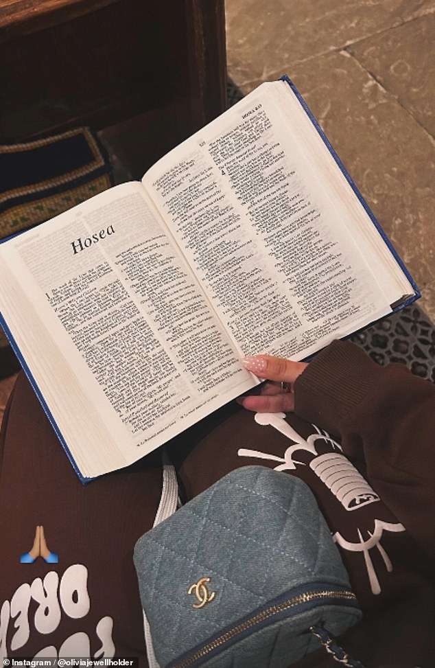 'Church is a massive part of Olivia's life,' an insider told The Sun . 'Her faith is very important to her and the Bible is her favourite read