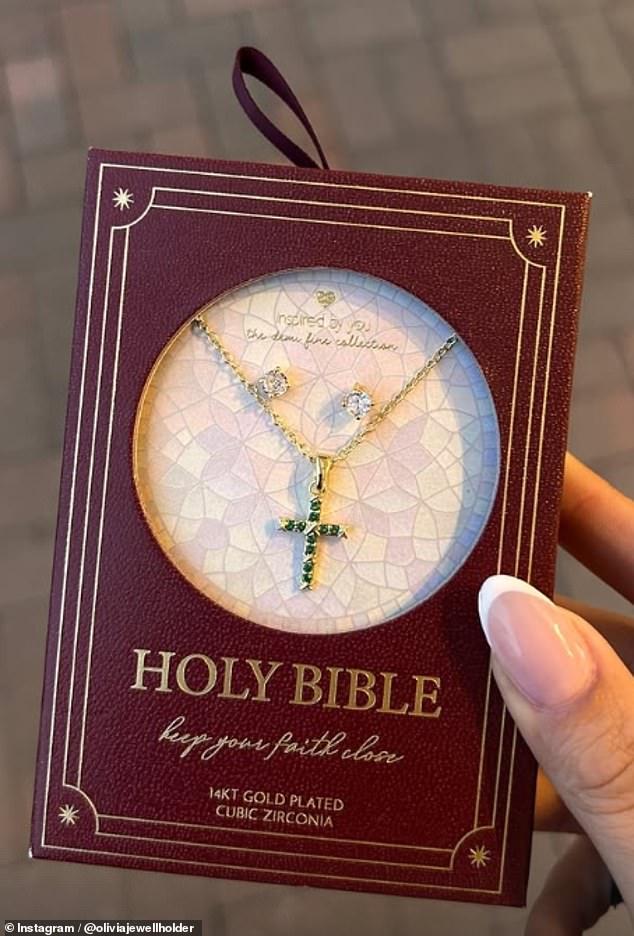 Olivia loves to wear Christian-inspired clothes and jewellery