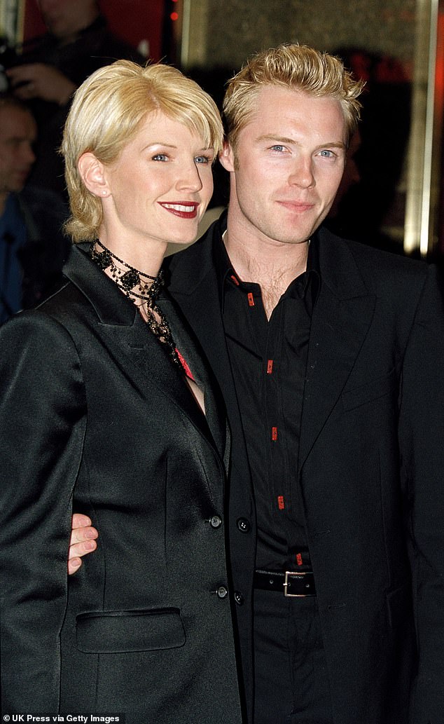 Ronan and Yvonne married on the Caribbean island of Nevis in 1998 after a whirlwind romance but split in 2011; Pictured in 2000