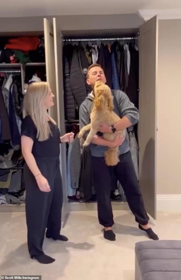 Mills and his pet poodle Teddy are seen enjoying their new home in another snap shared by the sacked DJ