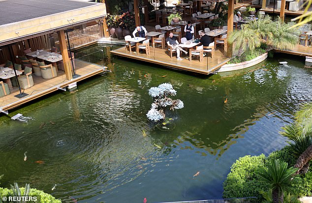 Cyprus' Hoteliers Association has seen a near 40 per cent drop in March bookings and a ​similar reduction in April (Pictured: a nearly empty restaurant in Limassol)