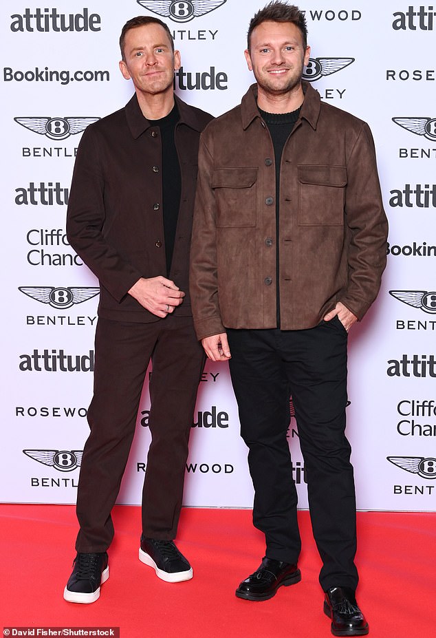 Mills married his long-term partner Sam Vaughan at a celebrity-studded wedding in Barcelona in 2024. They are pictured at an awards ceremony in February this year