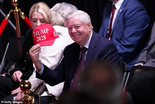 Lindsey Graham brought a 'Trump 2028' hat to an event at the Kennedy Center in August