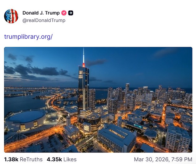 President Trump shared plans for his Trump Presidential Library on Monday night