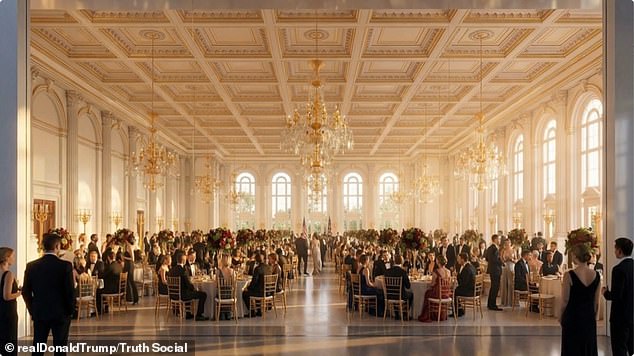 The building looks to have a ballroom which is strikingly similar to the one planned at the White House