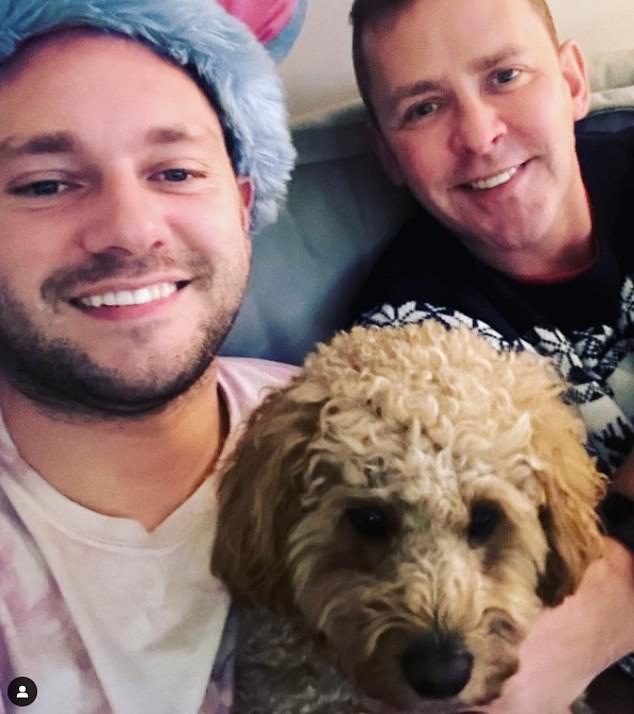 Mills married his long-term partner Sam Vaughan at a celebrity-studded wedding in Barcelona in 2024. They are pictured with their dog